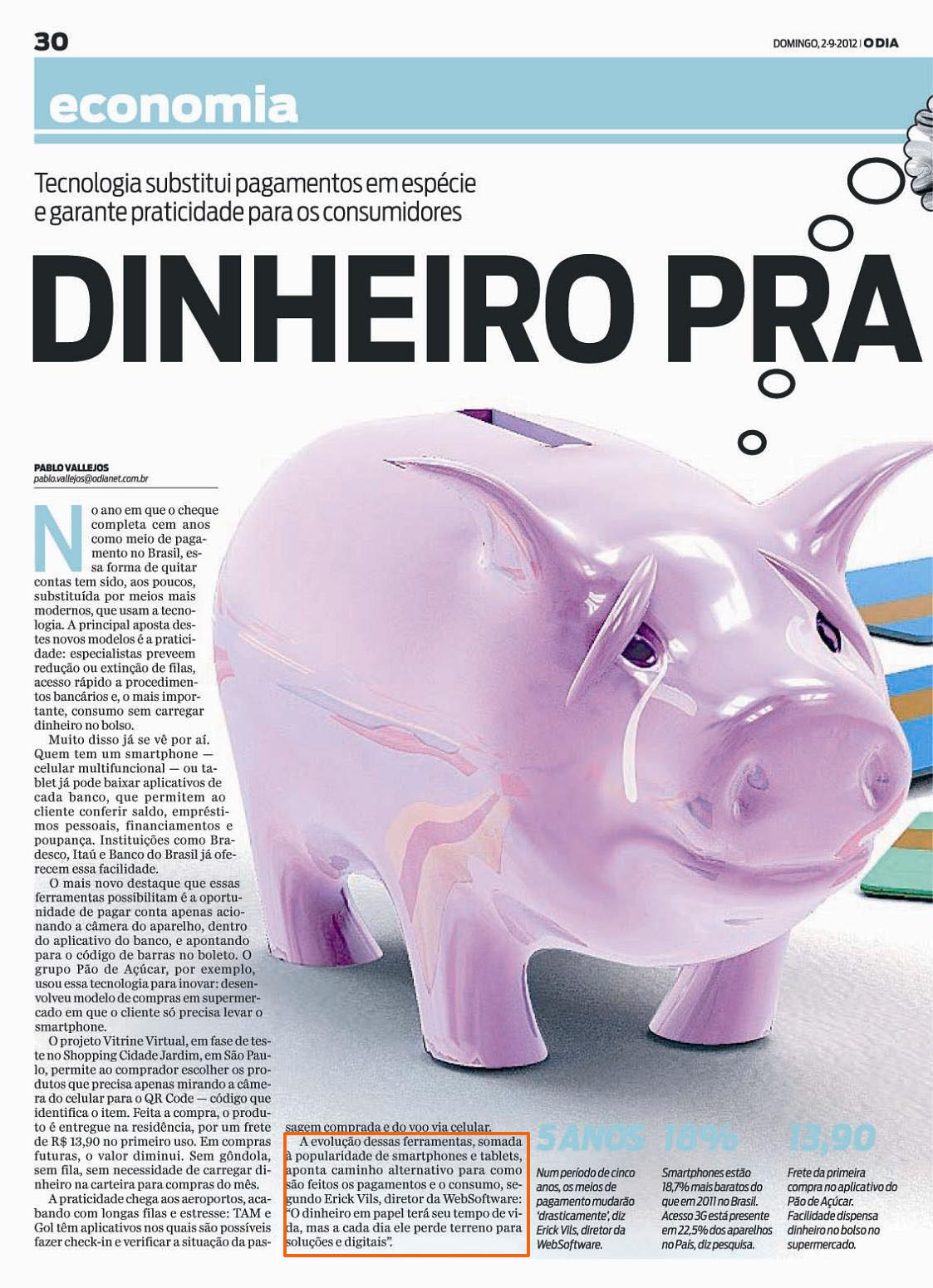 WebSoftware 02 de Setembro de 2012 - Jornal O Dia  - Economia 01.jpg